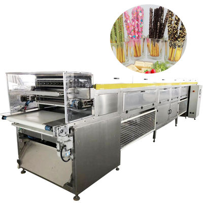 1300kg/h ماشین شکلات Enrober هوا خنک کننده چوب های Pocky دو لایه تولید خط